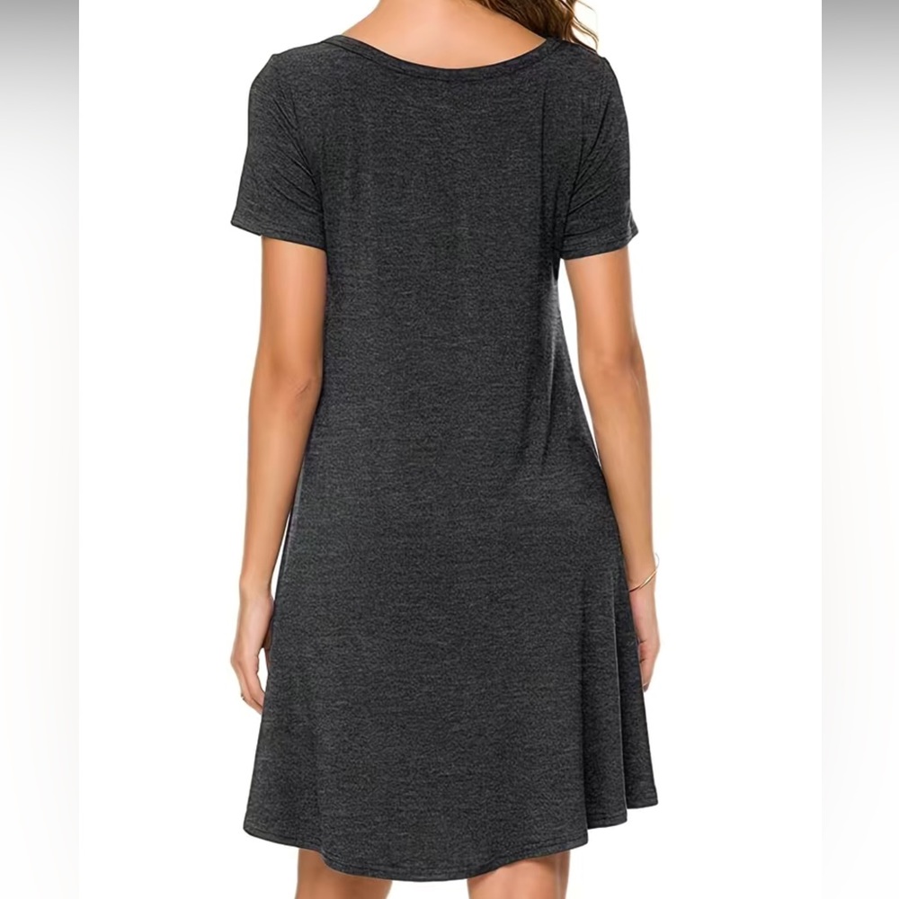 SOLID SIMPLE T-SHIRT DRESS - Picture 9 of 13